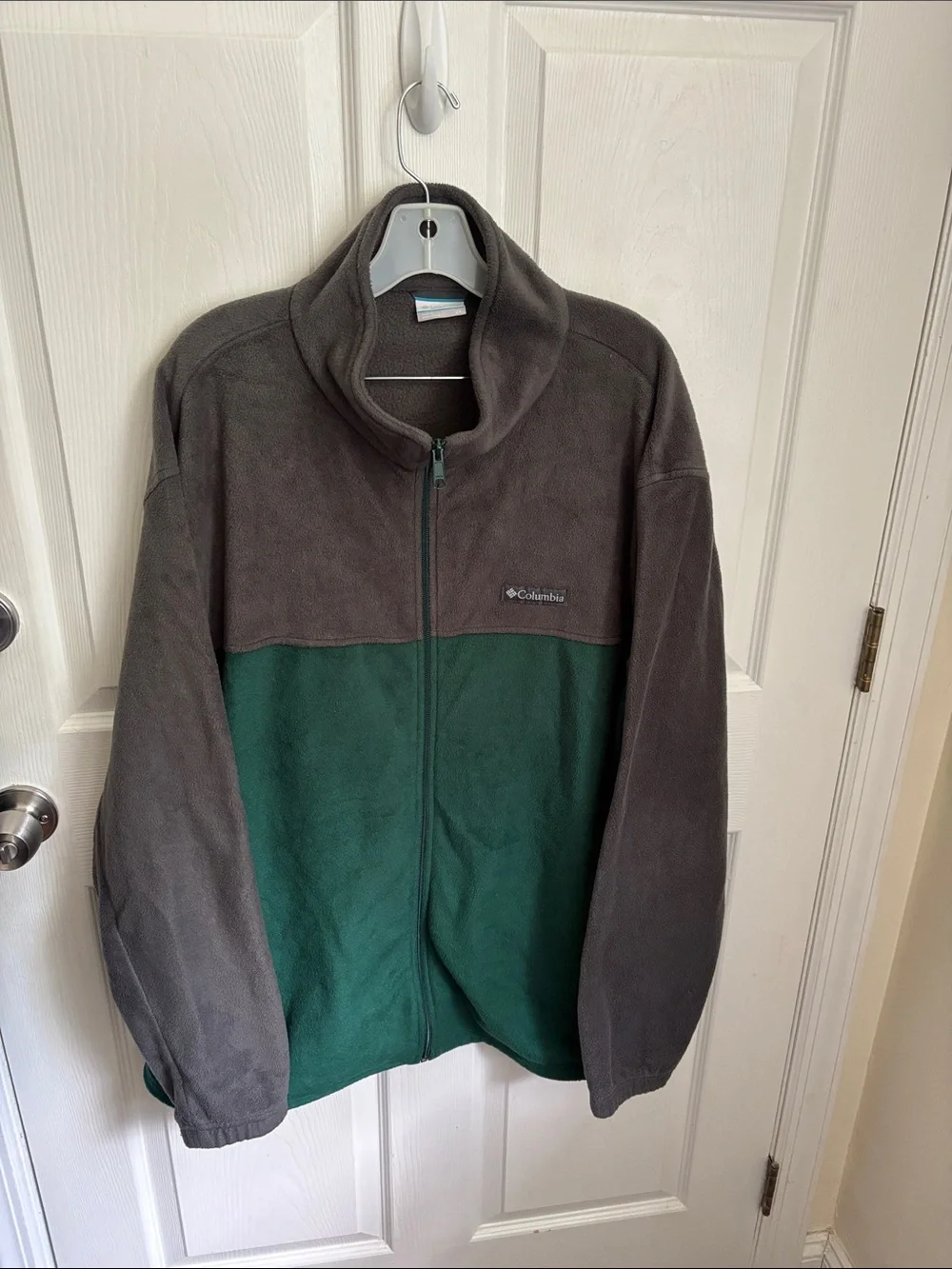 Columbia Men's Green and Gray Full-Zip Fleece Jacket size 2X High neck warm cozy